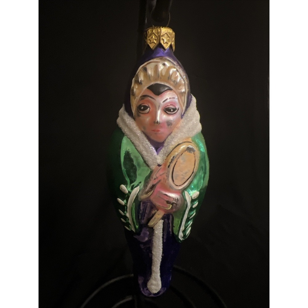 Vintage Polish Hand Blown Glass Christmas Ornament Evil Queen Figure